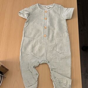 Muslin Gingham Button Romper